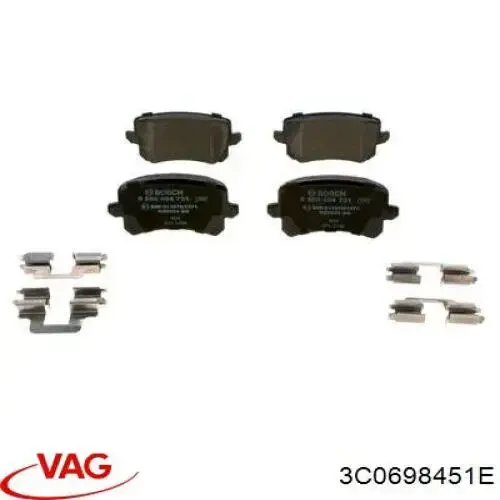 Купить 3C0698451E VAG Колодки тормозные задние, дисковые