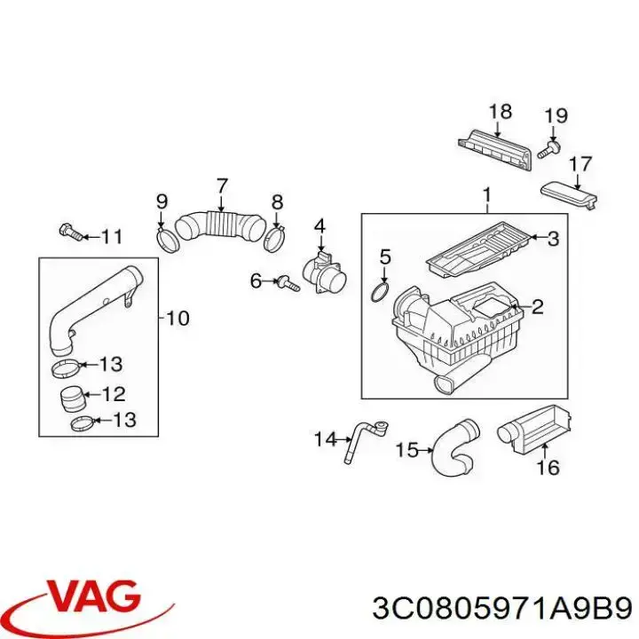 Воздуховод/дефлектор радиатора, верхний 3C0805971A9B9 VAG