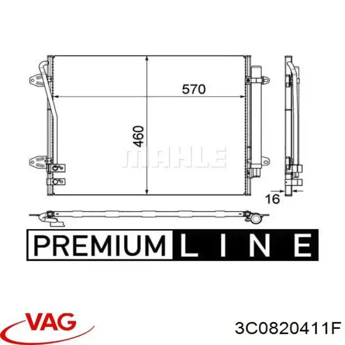 Купить 3C0820411F VAG Радиатор системы охлаждения кондиционера