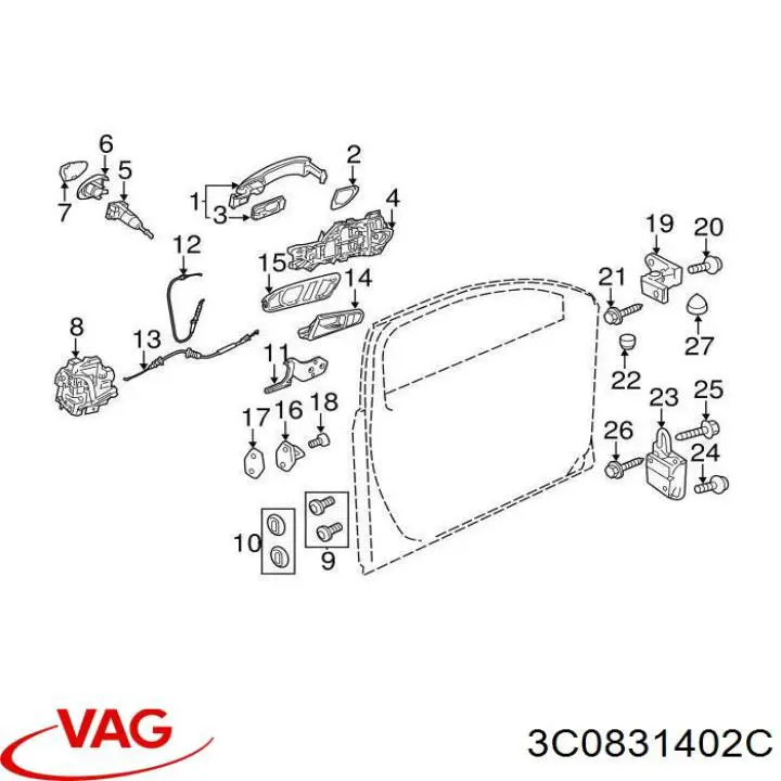 Петля передней двери, правой VAG 3C0831402C цена, от 4.24 USD