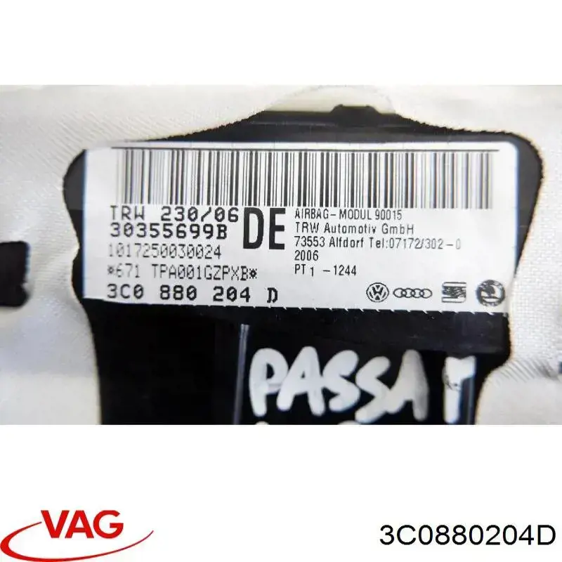 Подушка безопасности пассажира 3C0880204D VAG