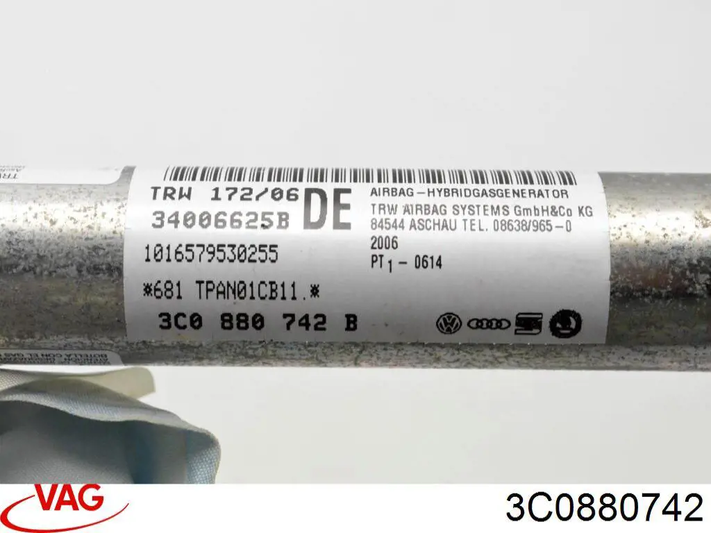 Купить 3C0880742 VAG AIRBAG, шторка боковая правая