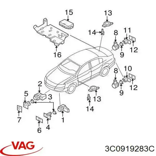 Модуль управления (ЭБУ) парктроником VAG 3C0919283C цена, от 145.70 USD