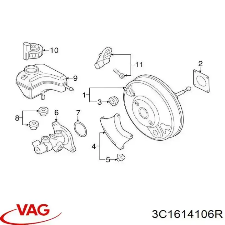 Усилитель тормозов 3C1614106R VAG