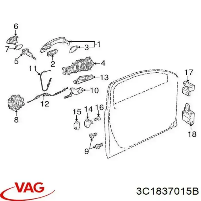 3C1837015B VAG Fecho da porta dianteira esquerda