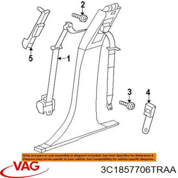 Ремень безопасности передний правый VAG 3C1857706TRAA цена, от 25.40 USD