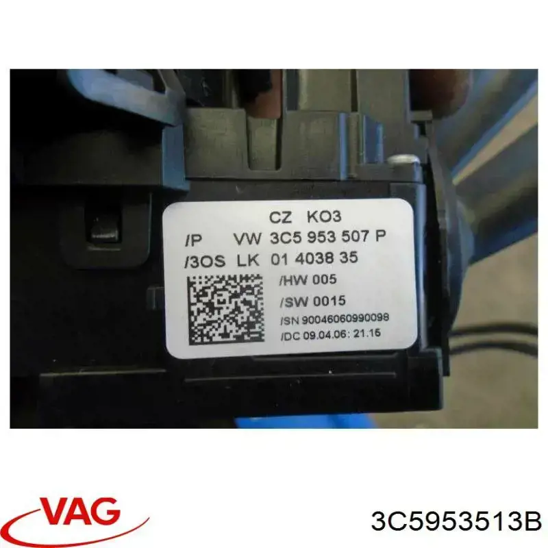 3C9953513R9B9 VAG comutador instalado na coluna da direção, montado