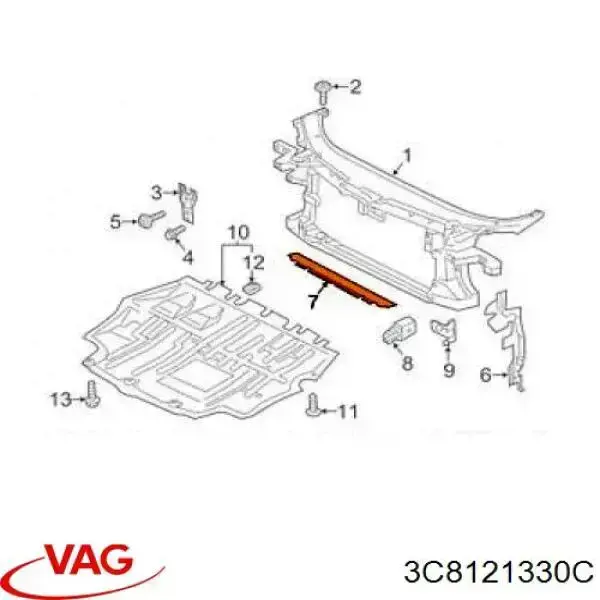 Купить 3C8121330C VAG Верхний дефлектор радиатора