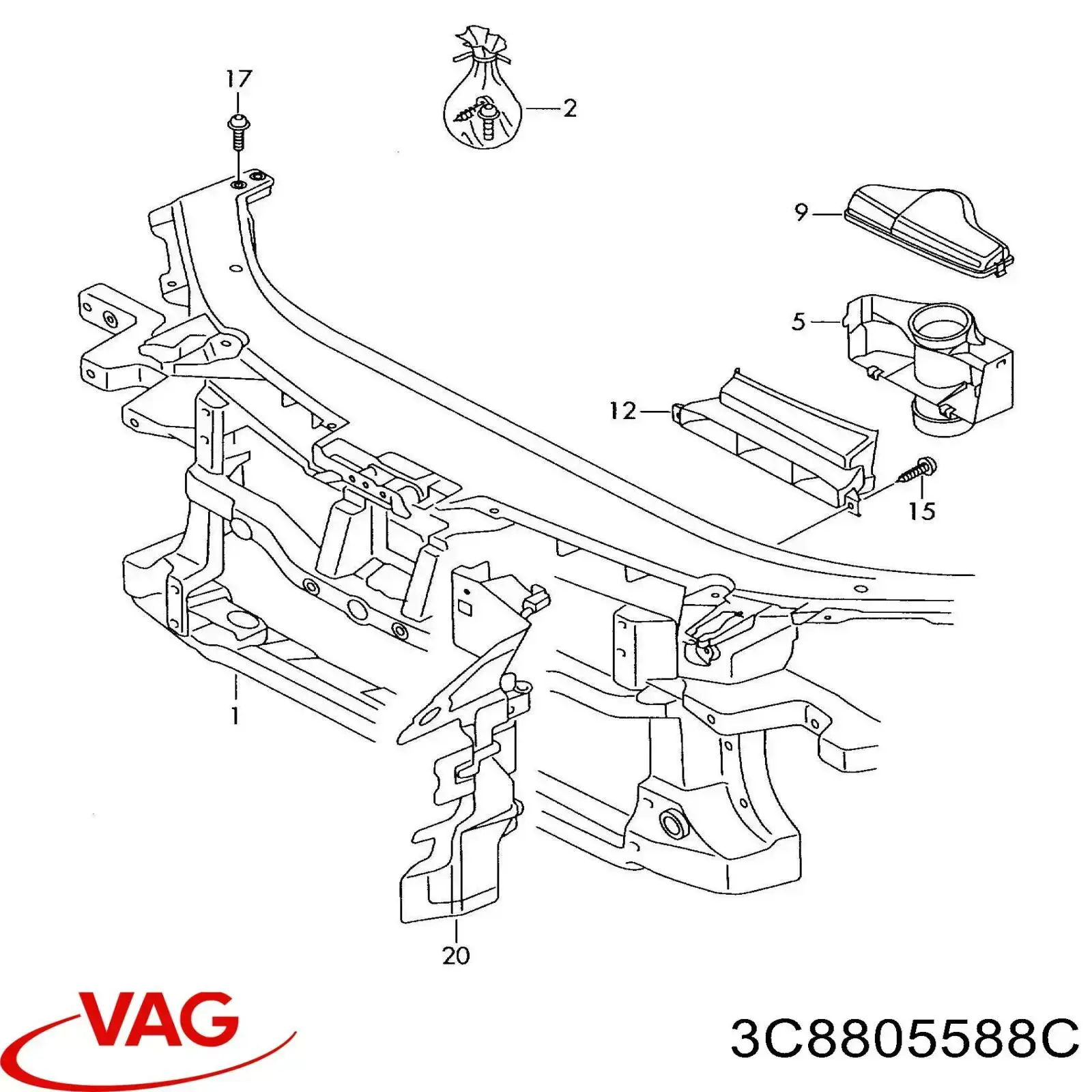 Панель передняя VAG 3C8805588C цена, от 90.33 USD