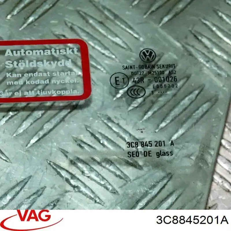 Купить 3C8845201A VAG Стекло передней двери, левой