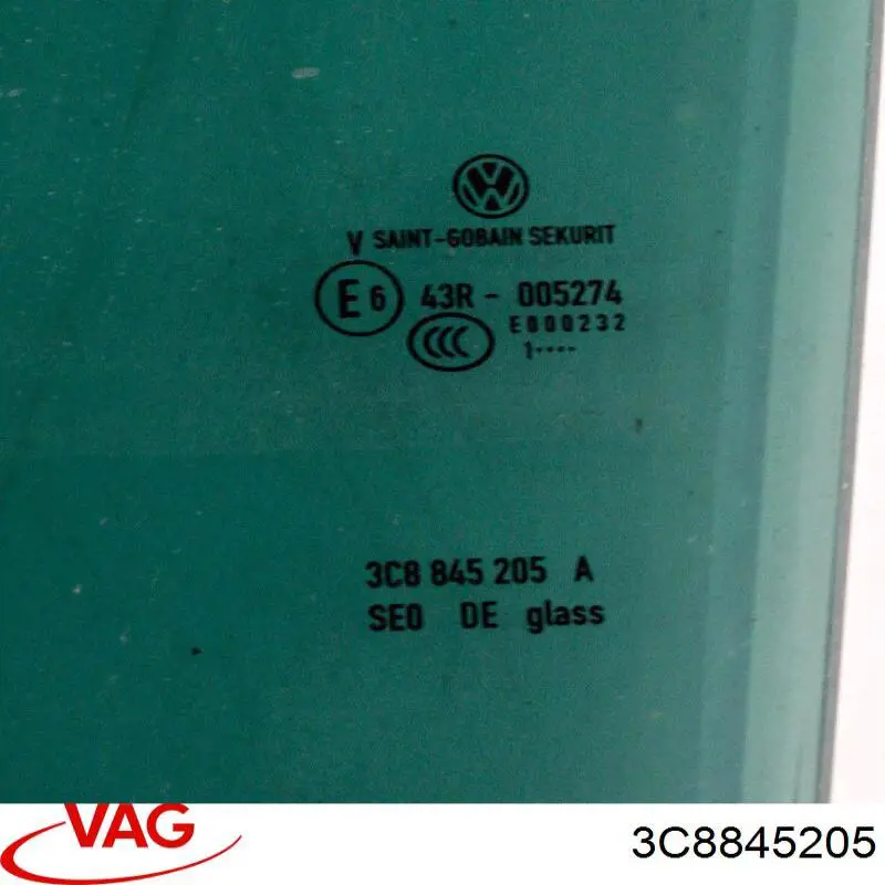 Стекло двери задней левой 3C8845205 VAG