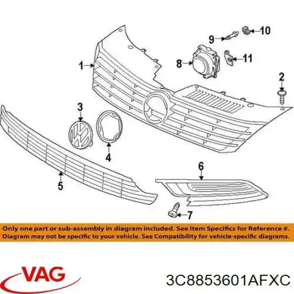 Эмблема на решетку радиатора VAG 3C8853601FXC цена, от 47.52 USD