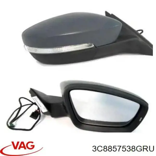 Купить 3C8857538GRU VAG Накладка/крышка зеркала заднего вида, правая