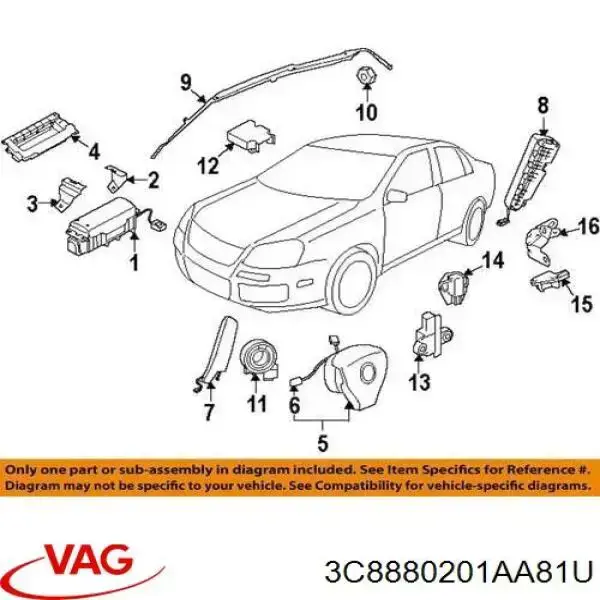 Airbag в мультируль VAG 3C8880201L81U цена, от 126.69 USD