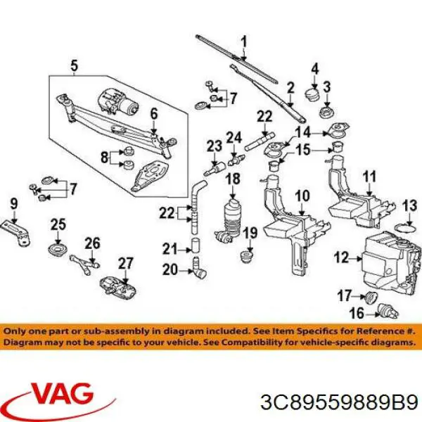 Форсунка омывателя лобового стекла 3C8955988 VAG