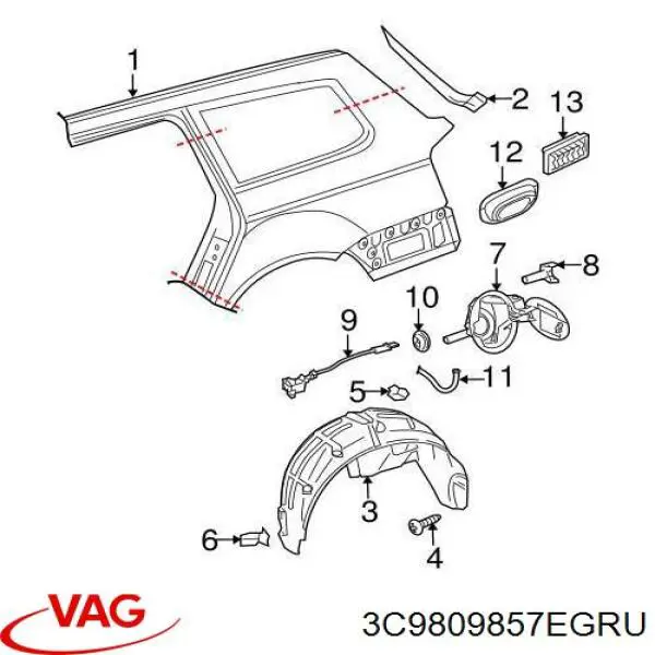 Лючок бензобака 3C9809857EGRU VAG