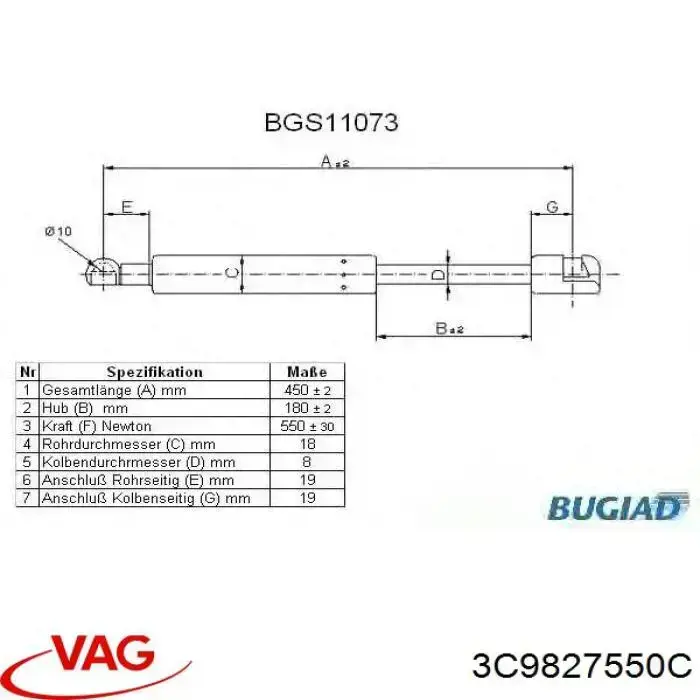 Амортизатор задней двери VAG 3C9827550C цена, от 6.09 USD