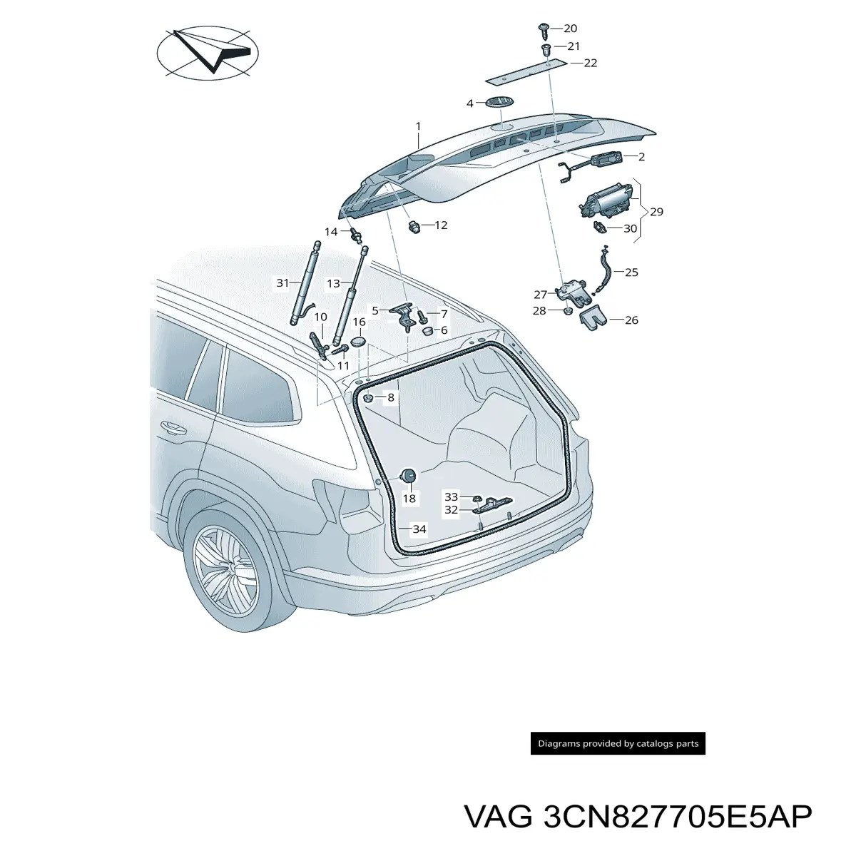 3CN827705E5AP VAG Уплотнитель багажника