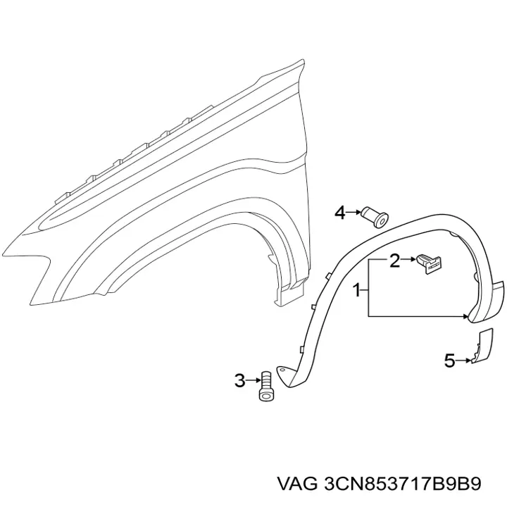 Expansor (placa sobreposta) de arco do pára-lama dianteiro esquerdo para Volkswagen ATLAS (CA1)