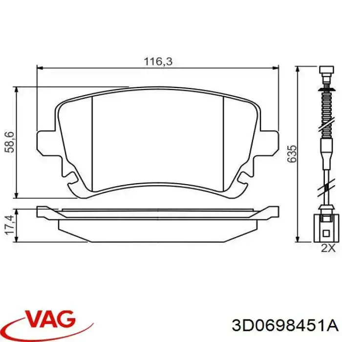 3D0698451A VAG Колодки тормозные дисковые комплект