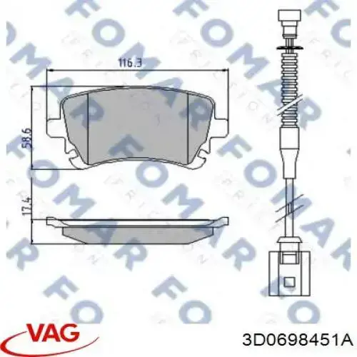 Колодки дисковые  VAG 3D0698451A цена, от 87.16 USD