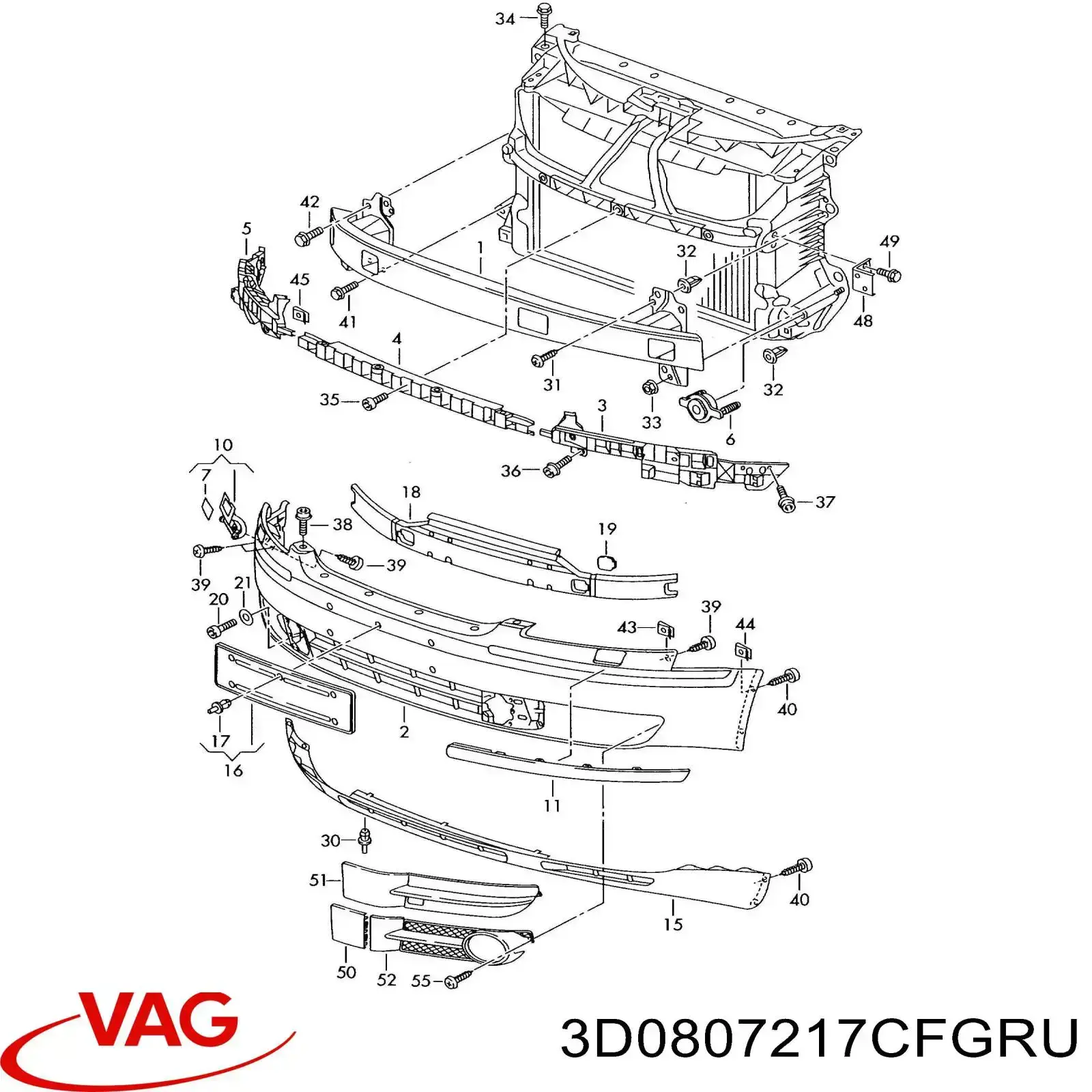 3D0807217CFGRU VAG передний бампер