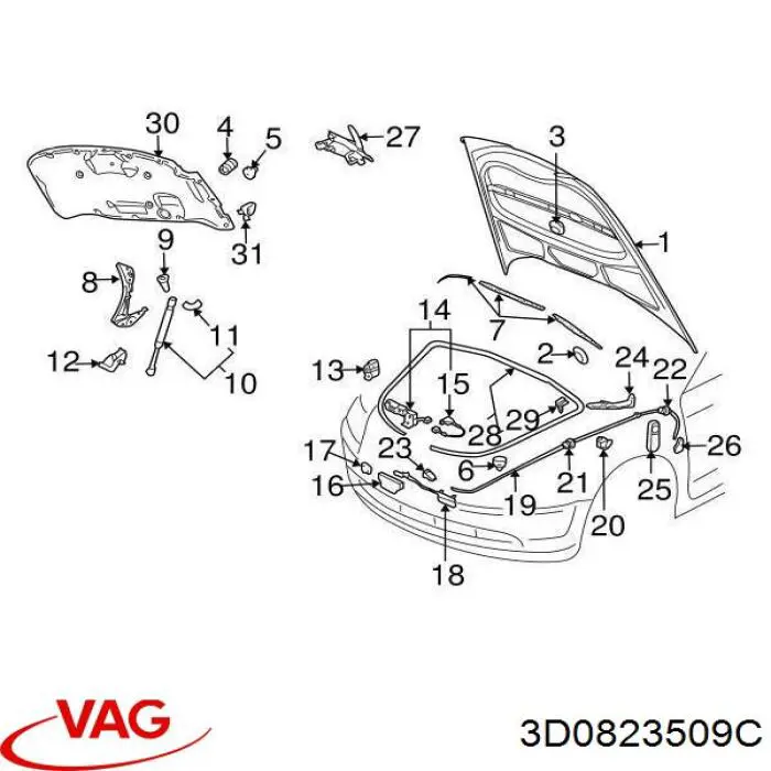 Замок капота VAG 3D0823509C цена, от 25.42 USD