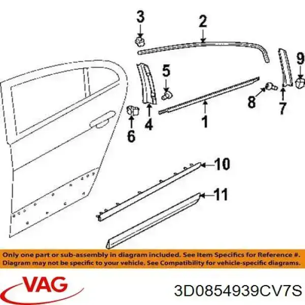 3V0854939 VAG placa sobreposta da porta dianteira esquerda