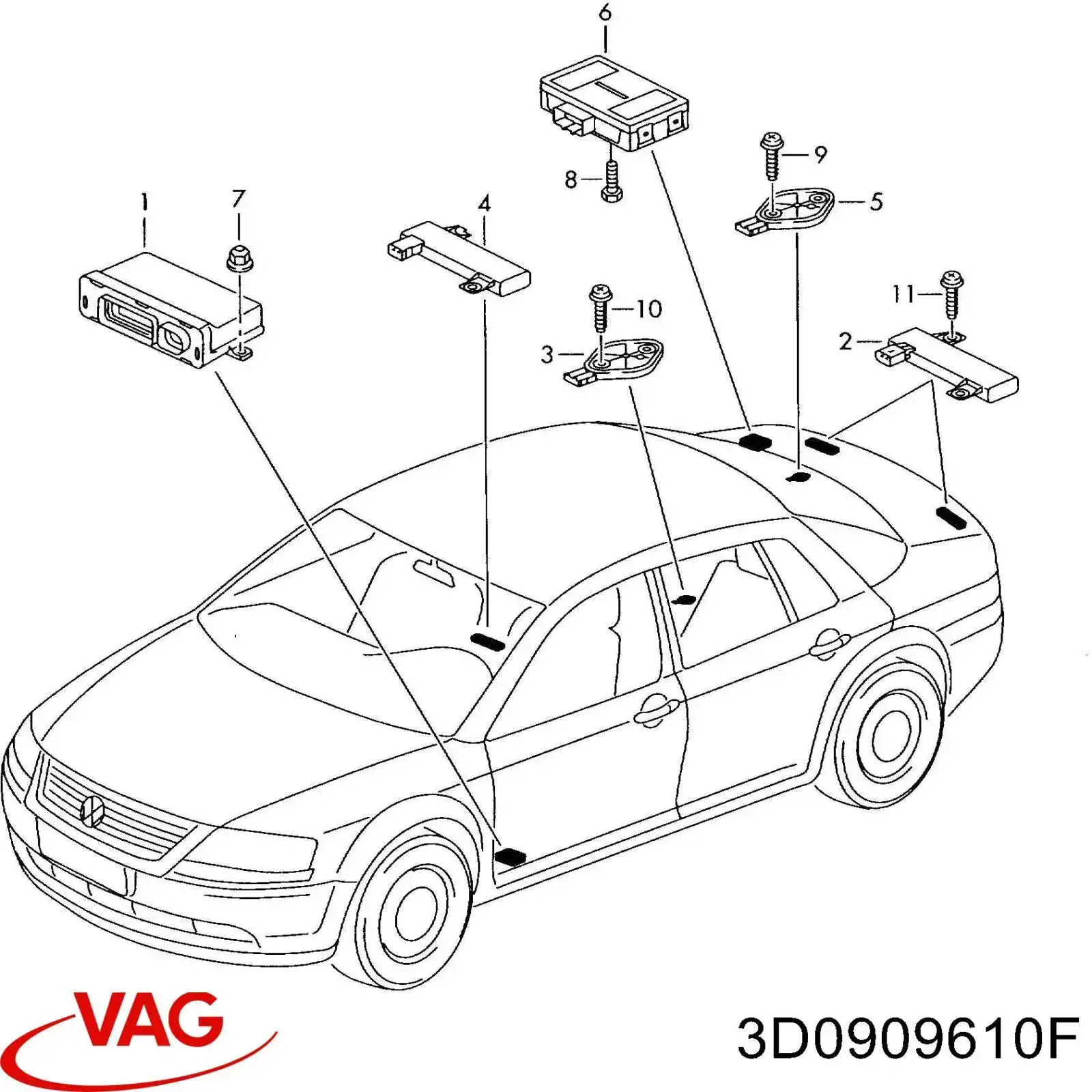 Купить 3D0909610 VAG Модуль управления (ЭБУ) открытия крышки багажника (двери 3/5-й задней)