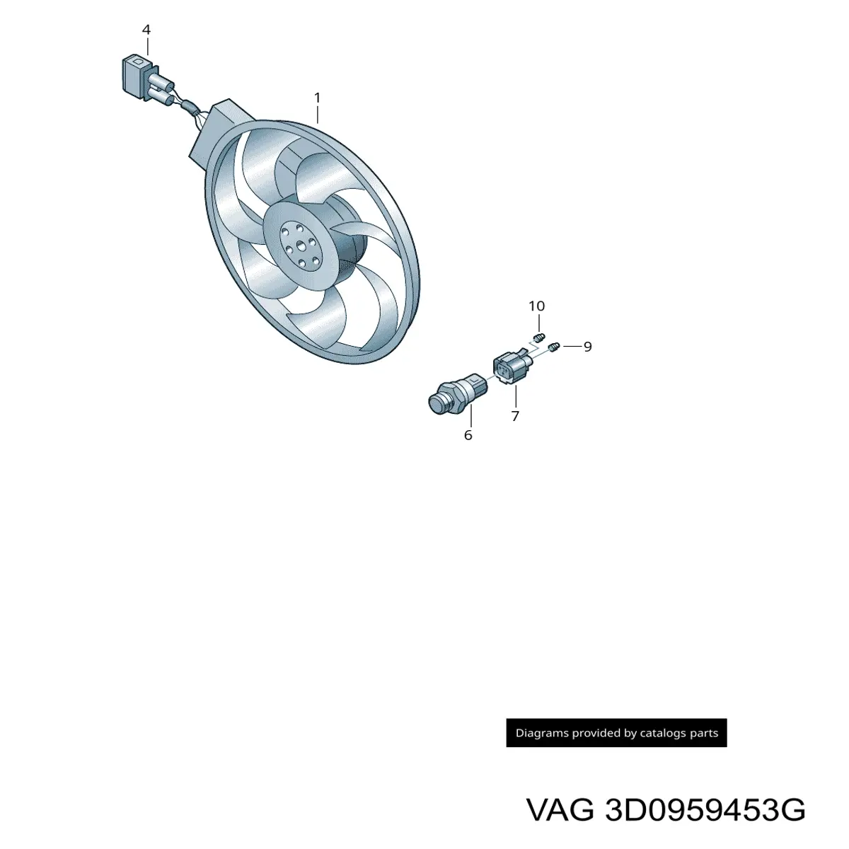 Вентилятор кондиционера, правый VAG 3D0959453E цена, от 285.05 USD
