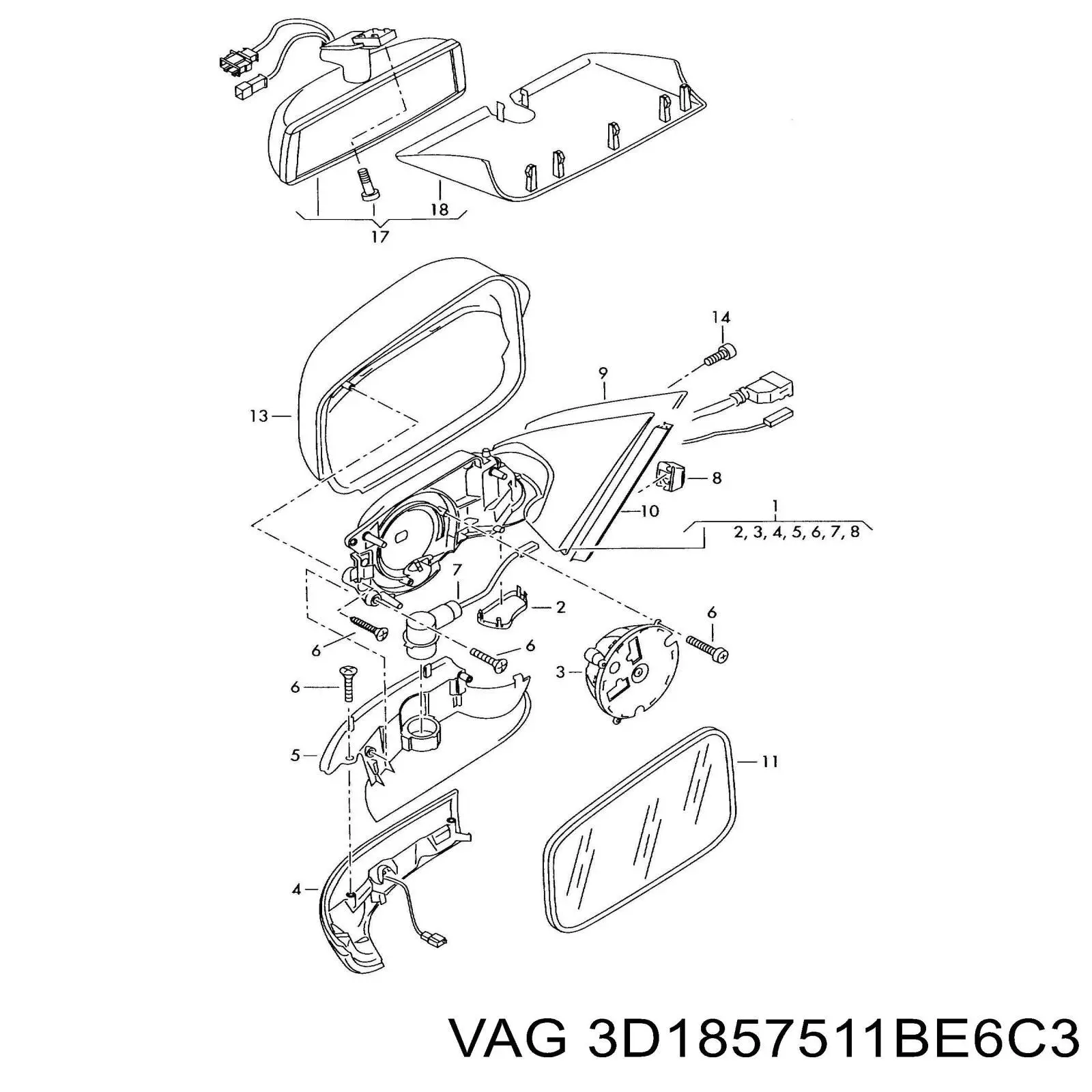 Зеркало салона внутреннее VAG 3D1857511BE6C3 цена, от 126.98 USD