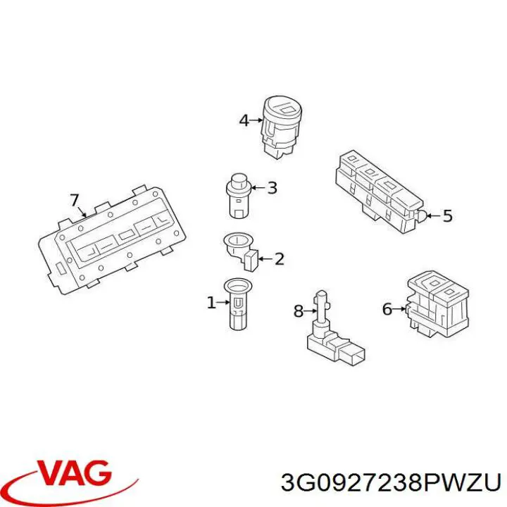 3G0927238PWZU VAG Блок кнопок центральной консоли
