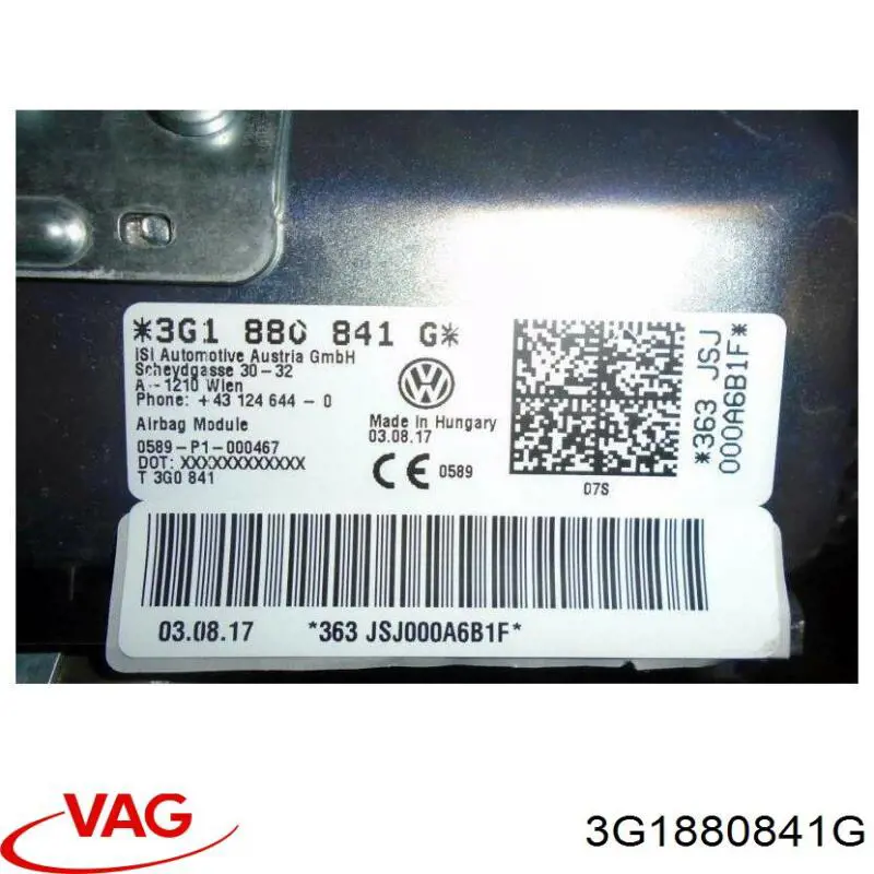 Купить 3G1880841D VAG Подушка безопасности защиты коленей