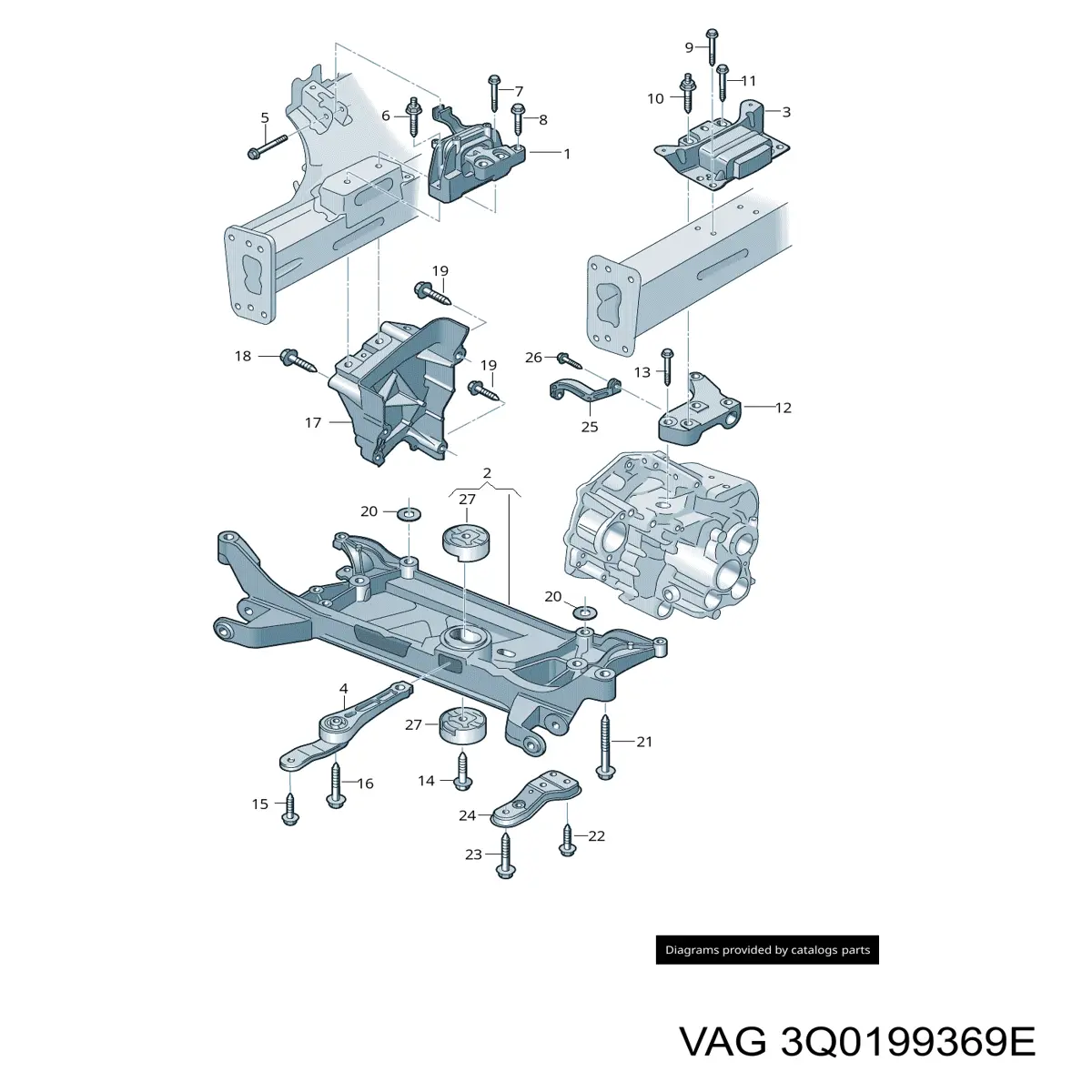 3Q0199369B VAG балка передней подвески (подрамник)