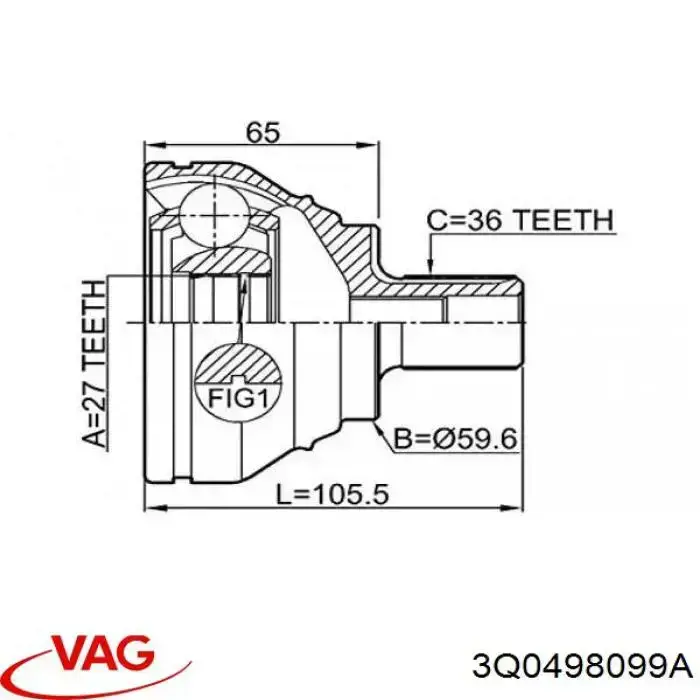 ШРУС наружный передний VAG 3Q0498099A