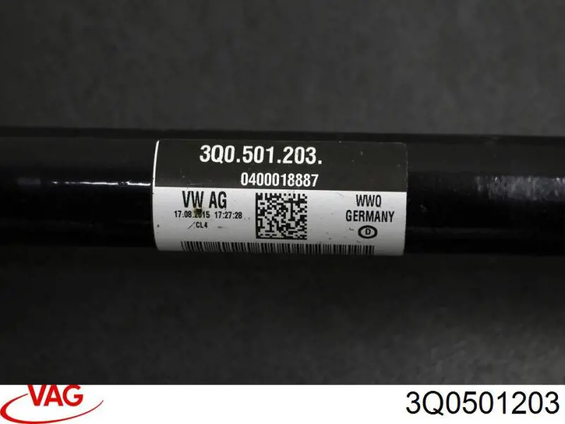 Полуось задняя, левая VAG 3Q0501203BX
