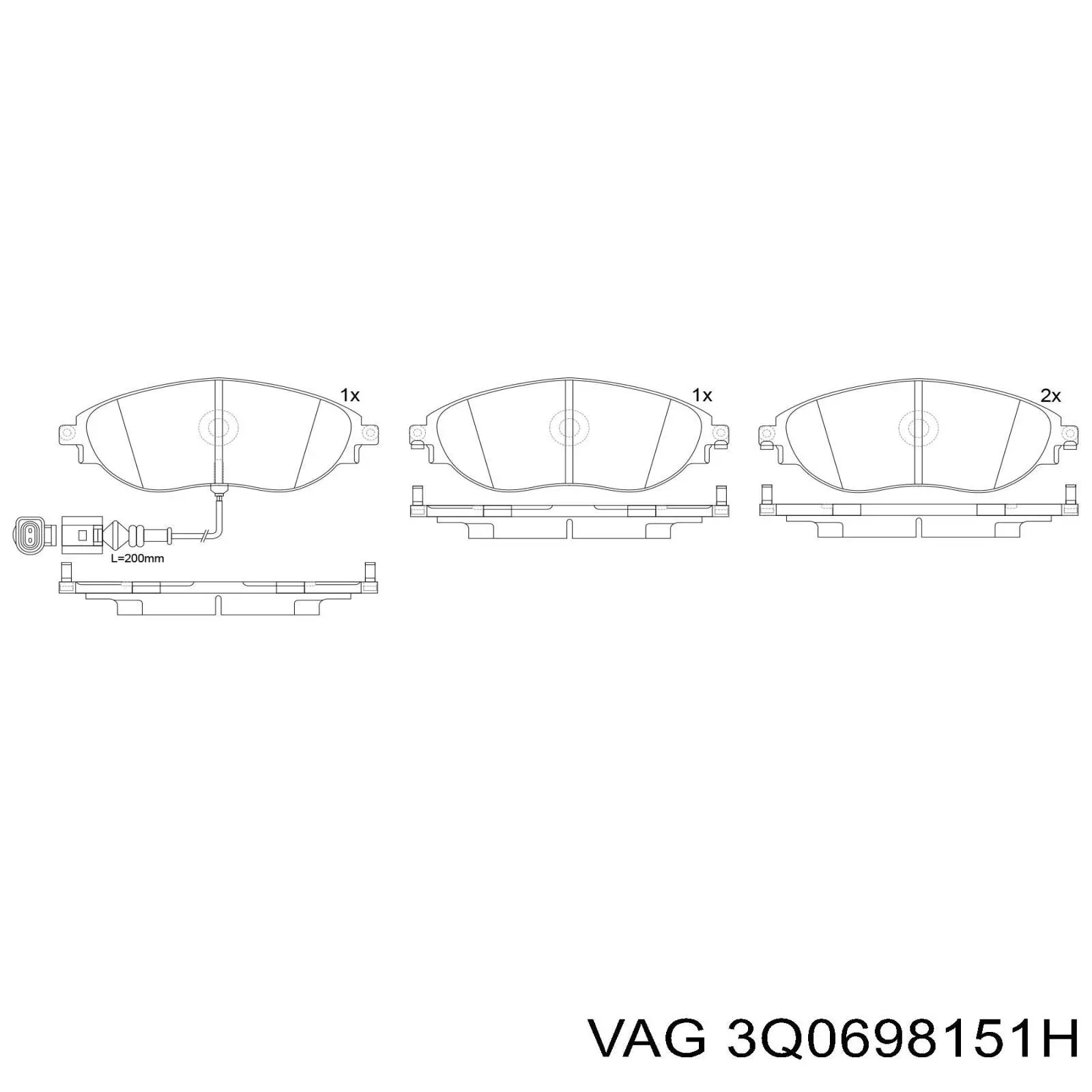 Передние тормозные колодки 3Q0698151H VAG