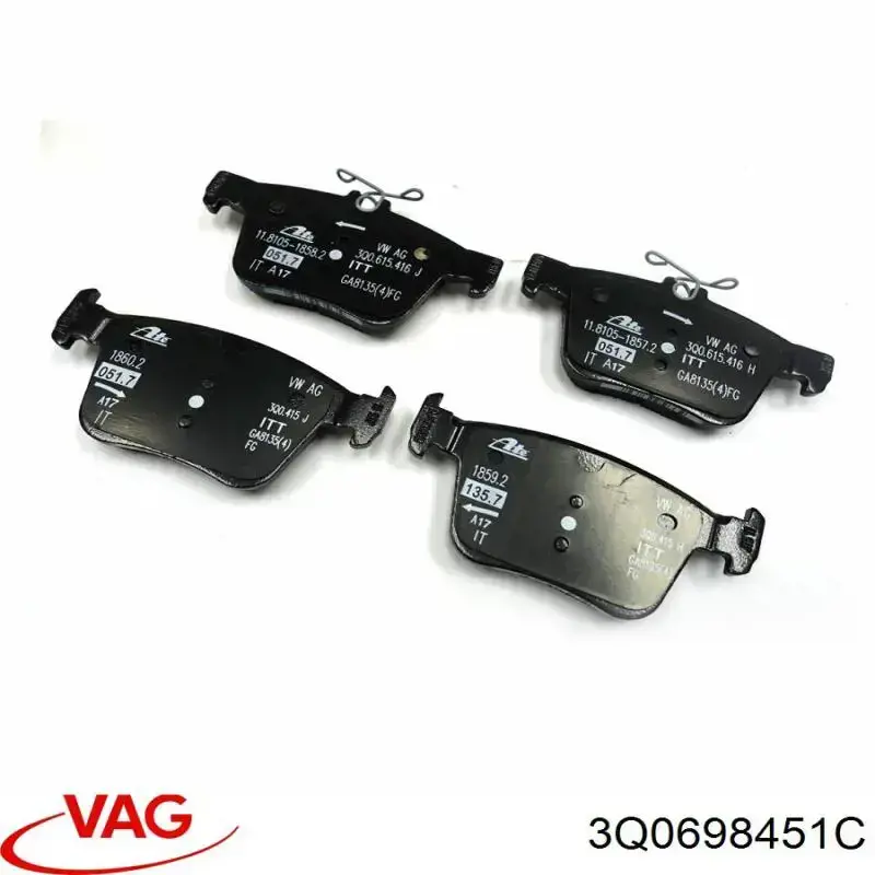 Задние тормозные колодки 3Q0698451C VAG