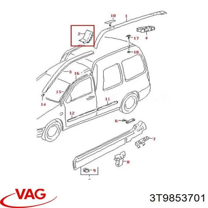 Молдинг крыши левый VAG 3T9853701GRU цена, от 18.62 USD