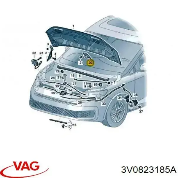 Стояк-крюк замка капота VAG 3V0823185 цена, от 50.29 USD