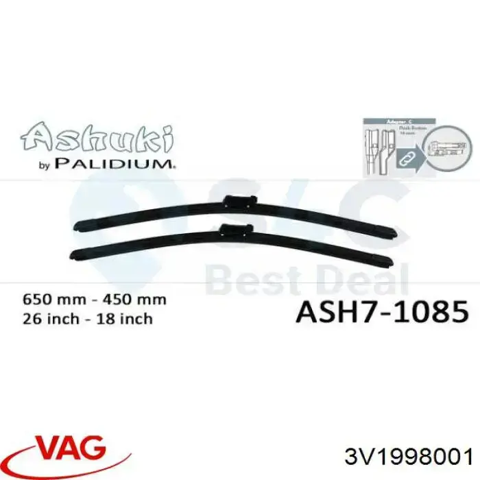 3V1998001 VAG Limpa-pára-brisas do pára-brisas, kit de 2 un.