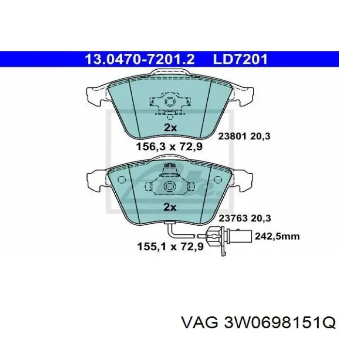 Колодки Bentley 3W0698151Q цена, от 1945.77 USD