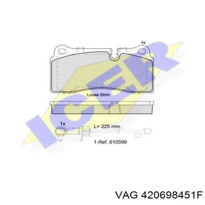 Купить 420698451F VAG Колодки тормозные задние, дисковые