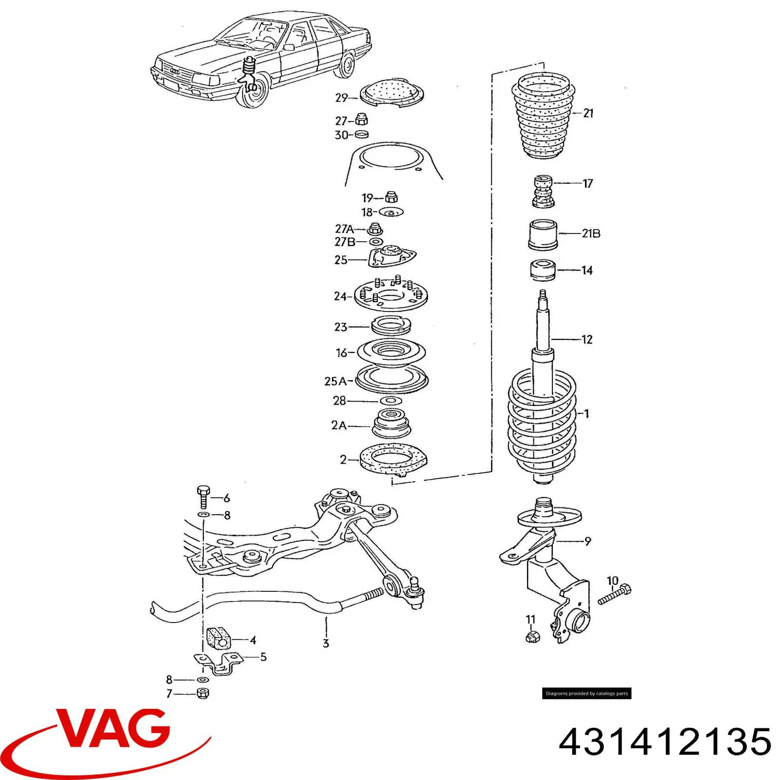 431412135 VAG Пыльник стойки передней