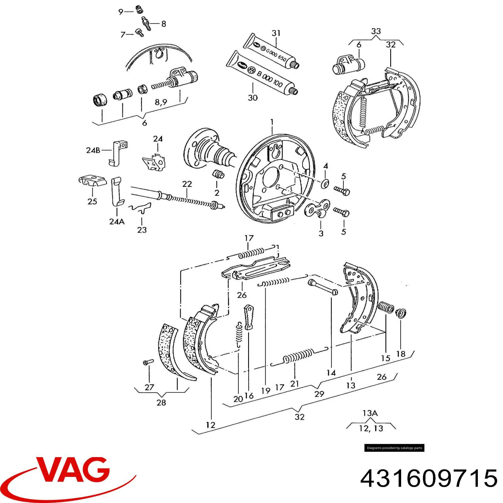 Пружина задних барабанных тормозных колодок VAG 431609715 цена, от 3.16 USD