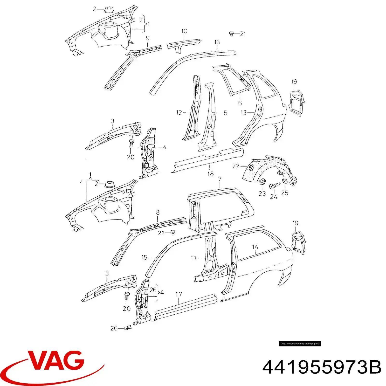 Болт (гайка) крепежа VAG 441955973B цена, от 0.51 USD