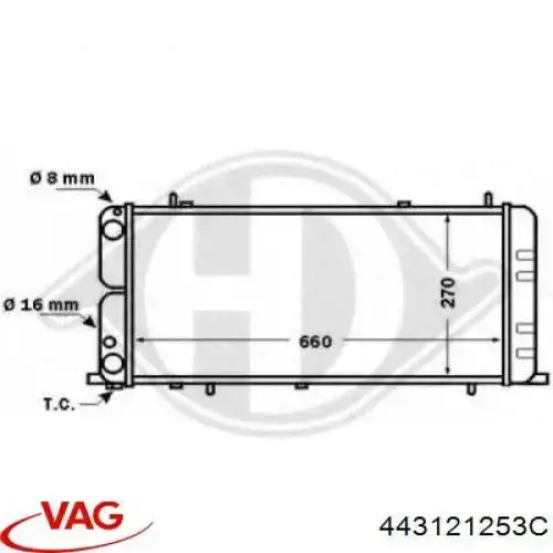 Радиатор 443121253C VAG