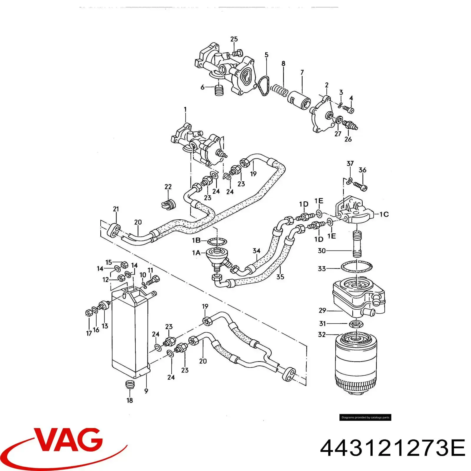 Купить 443121273E VAG Подушка крепления радиатора верхняя