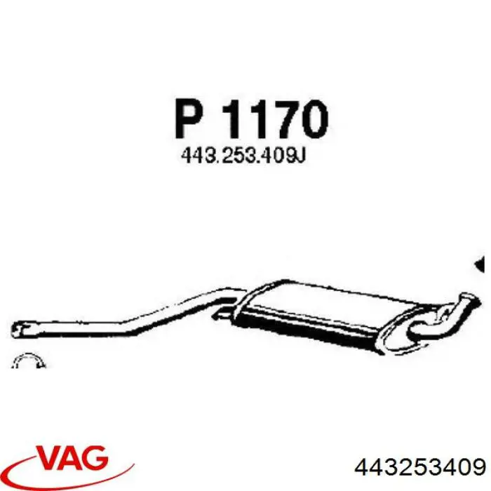 Глушитель, центральная часть 443253409 VAG