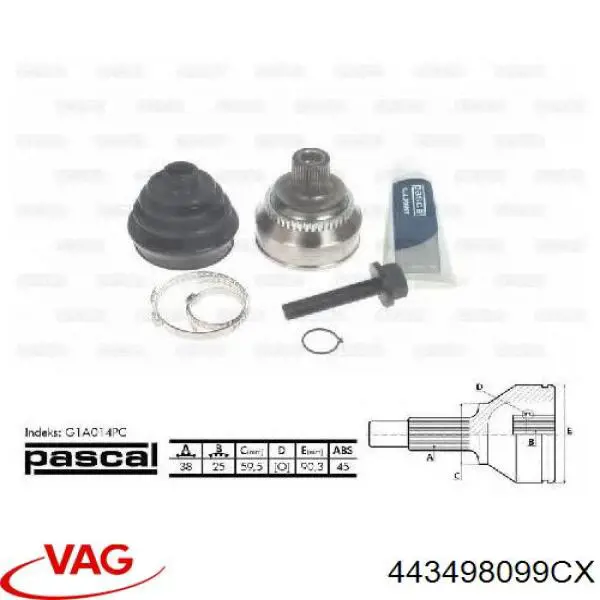 ШРУС наружный передний 443498099CX VAG
